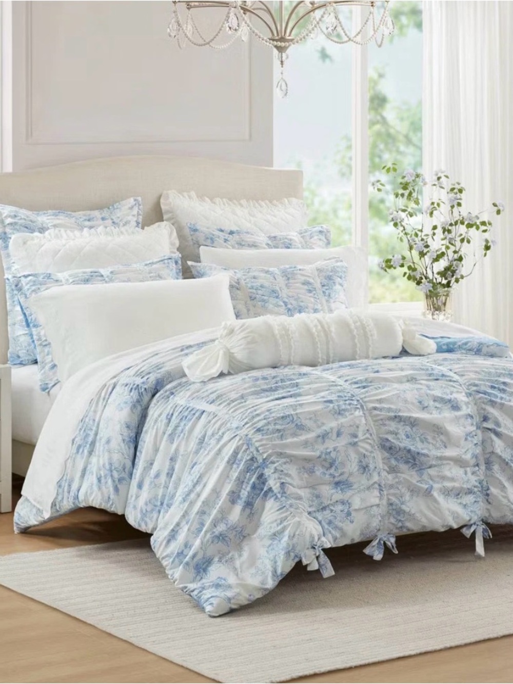 Coquette ~ Armoire Collection Blue White Floral Pillow Sham ~ HTF - Picture 3 of 5